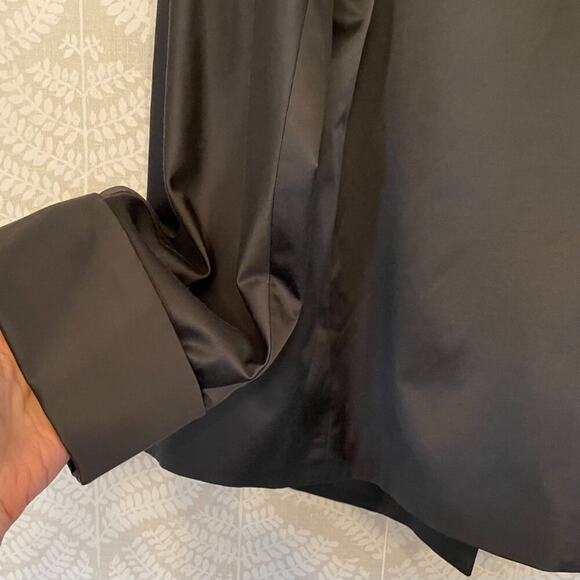 Chico's Satiny Wrap/Tie Open Blazer, Charcoal Gray, Cuffed Sleeves, Size M - Picture 7 of 12